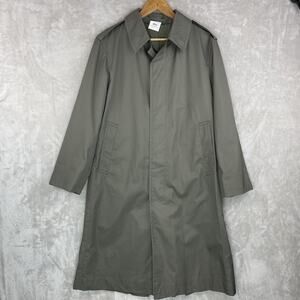 Vintage FECSA Madrid Utility Trench Coat Olive Green Med Gorpcore Military 2005